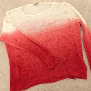 Ombré Distressed Sweater With Holes Cecico